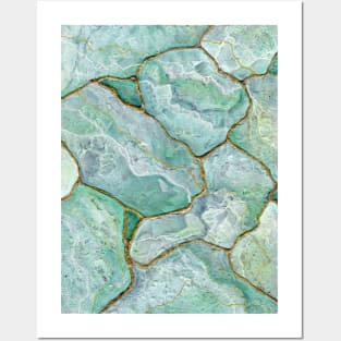 Celadon Jade Green Kintsugi Quartz Posters and Art